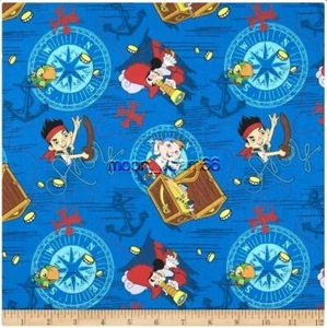 33 Zoll L x 45 Zoll B Disney Jake Neverland Piraten Schatztruhe Campass Baumwollstoff - Bild 1 von 2