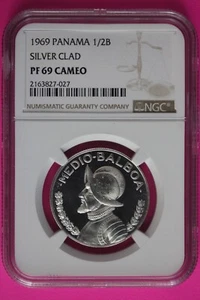 Top Pop 1969 Panama PF 69 Cameo Proof Silver 1/2 Balboa NGC Certified Slab 1030 - Picture 1 of 4