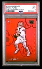 2022 chronicles #D2 brock purdy rc; red dynagon /99 prizm  PSA 9 ☆ COLOR MATCH
