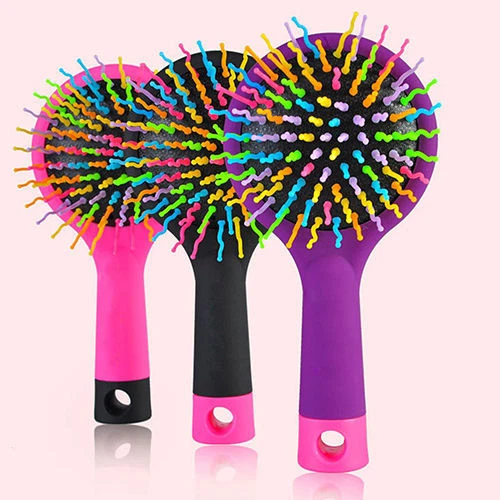 Rainbow Volume S Brush Detangling Hair Brush Multi Color with Mirror 2pk  - Image 1 of 4