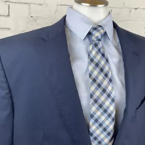 Jack Victor Mens Sports Coat 46L Suit Jacket Two Button Blue Blazer 100% Wool - Picture 1 of 11