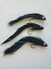 Fly Fishing Bass,Pike,Trout Top Water Black Deer Hair Fly Waterpup 3  Flies