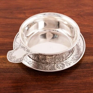 SUPERB WILLIAM KERR STERLING SILVER PLATE,BOWL,PORRINGER NOAH'S ARC & ANIMALS - Picture 1 of 14
