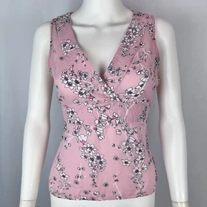 Y2K Old Navy kleine rosa Blumen V-Ausschnitt ärmellose Bluse Top - Bild 1 von 7