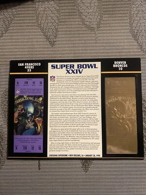 ORO 22KT SUPER BOWL 24 XXIV 49ERS VS BRONCOS BOLETO AUTORIZADO OFICIALMENTE NFL Foto 1 de 4