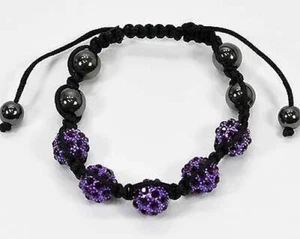 ►Pulsera Fantasía Mujer Ajustable Hematites Shamballa Trae Suerte Strass 50575 - Imagen 1 de 1