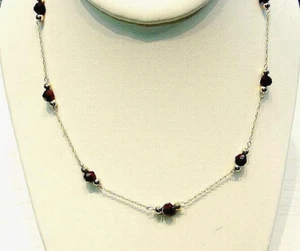 New 14k Solid Gold Cut Garnet Bead 18" Necklace - Picture 1 of 2