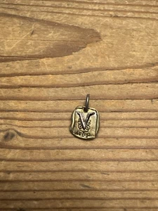 Waxing Poetic Brass Initial “V” Rimmed Charm Rectangle - Picture 1 of 2
