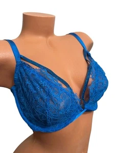 Victoria's Secret Very Sexy Shine Strappy Unlined Low-Cut Demi Bra 38D Blue - Picture 1 of 4