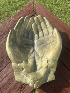 Vintage Brass Sculpted Cupped Hands Trinket Dish - Picture 1 of 7