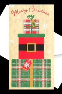 Merry Christmas Gifts - Glitter Accented Tall 7 x 3.75 Christmas Card - Picture 1 of 3