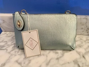 Borsa a tracolla piccola JEN & CO. Riley Vegan in pelle portafoglio da polso pochette verde acqua - Foto 1 di 17