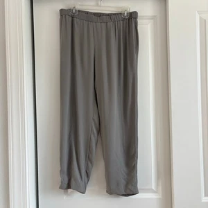 Pantalones al tobillo holgados Eileen Fisher Luna 100 % seda Georgette crepé talla M gris - Imagen 1 de 11