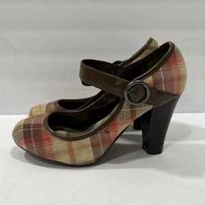 Y2K Vintage LEI Negro Mary Jane Zapatos Plataforma Tacón 6 Cuadros Academia Preppy - Imagen 1 de 8