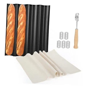 4-Slot French Baguette Pan Set, Non-Stick French Bread Pan, Baguette Baking - Picture 1 of 7