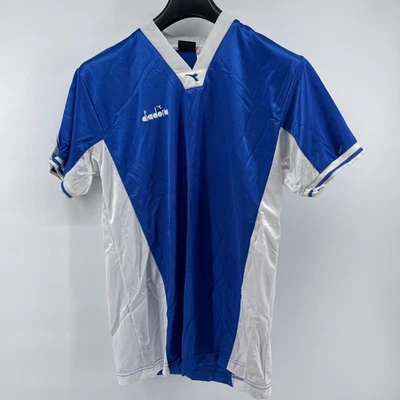 Vintage 90's Diadora Soccer Jersey Shirt Men's Medium Blue Number 17 Sportswear - Image 1 of 4
