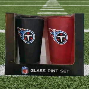Tennessee Titans NFL Glass Pint Set Officially Licensed 2 Pack 16oz Blue Red NEW - Picture 1 of 5