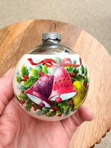 Set von 5 Vintage Corning Glas Ornamente Glocken Kranz Runde Weihnachtsdekoration - Bild 1 von 6