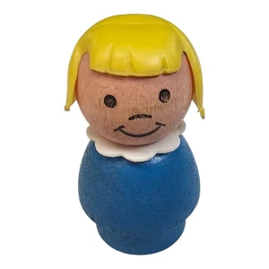 Coletas Fisher Price Little People de colección toda madera niña azul con pelo amarillo - Imagen 1 de 4