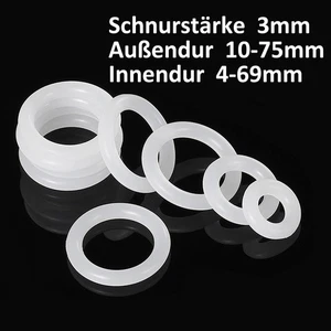 O Ring Silikon Dichtungsringe Lebensmittelecht 3 mm Schnurstärke 4  - 69 mm  - Bild 1 von 49