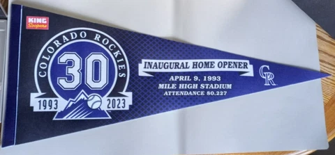 Colorado Rockies Baseball Home Opener 30th Anniv. 1993-2023 30" Pennant Giveaway Cover