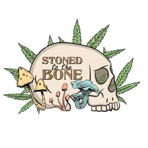 3” Skeleton Stoned Sticker Bones Goth Stoned To The Bone Leaf - Picture 1 of 1