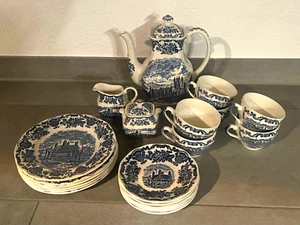 Kaffeeservice 6 Personen*Royal Homes of Britain*Enoch Wedgwood*England*blau - Bild 1 von 5