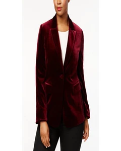 Women Sports Blazers Jackets Stylish Party Wear Slim Fit Maroon Velvet Tuxedo - Picture 1 of 2