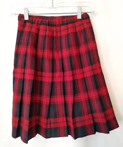 Lands' End School Uniform Red Plaid Pleated Skirt Below the Knee Size 12S #14533 - Picture 1 of 3