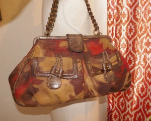 Nine West Boho Multi-Color Textile Fabric Purse Wood Beaded Straps - Picture 1 of 13