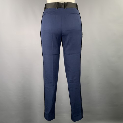 Pantaloni eleganti dritti Celine taglia S lana nera blu navy
