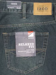 Pantalones de mezclilla para hombre talla 42x32 calce relajado pierna recta medio lavado oscuro grandes y altos - Imagen 1 de 7
