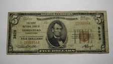 $5 1929 Homestead Pennsylvania PA National Currency Bank Note Bill! #3829 FINE