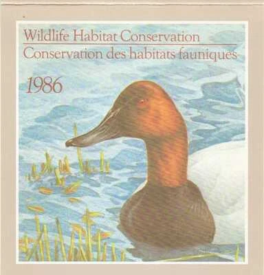 Estampilla canadiense 1986 de conservación de hábitat de vida silvestre - FWH2 - Como nueva fina en folleto Foto 1 de 2