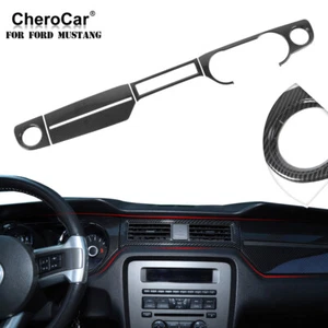 ⭕Tablero de instrumentos de consola central de fibra de carbono cubierta embellecedor para Ford Mustang 2010-14 - Imagen 1 de 12