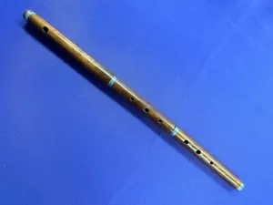 Dunkle eichefarbene Holzflöte 23" lang silberfarbene Buchsen eckiger Butt - Bild 1 von 6