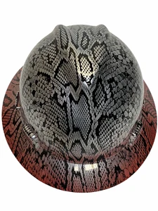 Custom Hydro Dipped Silver Metallic Snakeskin over red brim Hard Hat MSA V-Gard - Picture 1 of 4