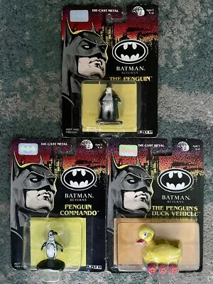 Lote 3 Figuras de Metal Fundidas Vintage 1992 ERTL Batman Returns NOVO Penguin Burton - Imagem 1 de 2