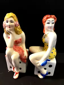 Clay Art Lucky Deuces Ladies 5" inches salt&pepper set - Picture 1 of 6