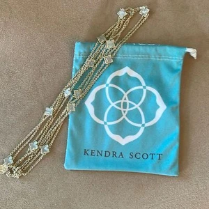 Kendra Scott Jocelyn White & Gold Long Double Strand Necklace - Picture 1 of 12