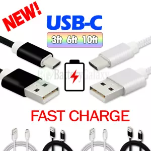 HEAVY DUTY Rapid USB C Type-C Fast Charging Data Charger Cable Cord 3FT 6FT 10FT - Picture 1 of 28