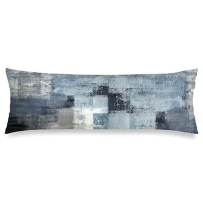 Grey Blue Abstract Art Painting Body Pillow Cover Blue White Gray Color-004 - Image 1 of 4