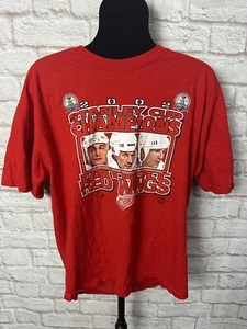 Vintage 2002 Detroit Red Wings Stanley Cup Champions T-Shirt Men's XL Red EUC - Picture 1 of 3