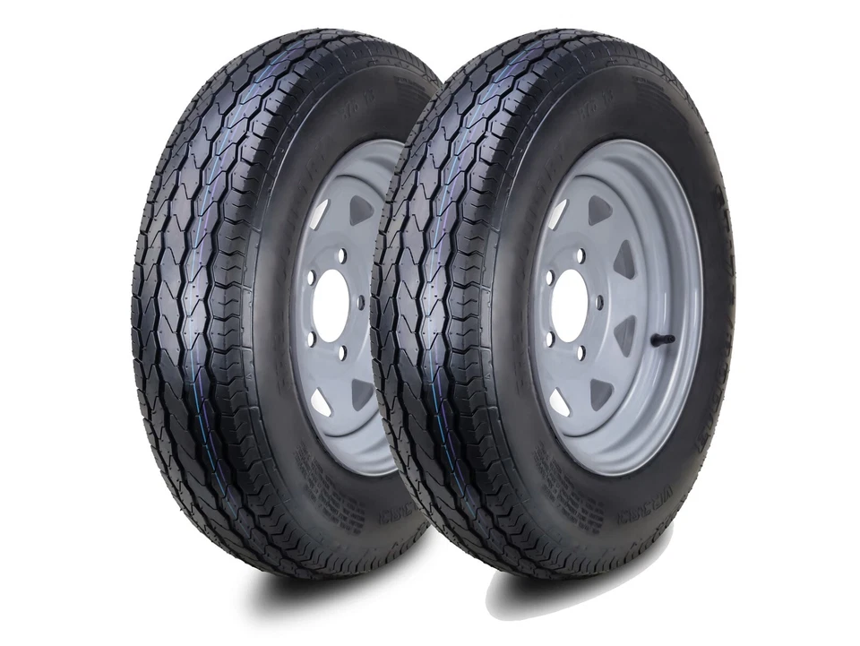 2 FC 拖车轮胎组件 ST175/80D13 6 层银色辐条轮辋 5 Lug on 4.5 — 第 1/1 张图片