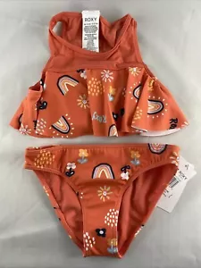 NEW! ROXY GIRL Rainbow and Sun Flutter Bikini Set, 3 5 6 - Deep Sea Coral Panpan - Picture 1 of 8