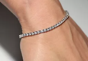 14k White Gold Natural Diamond Decorated Watervay Bracelet - Picture 1 of 18