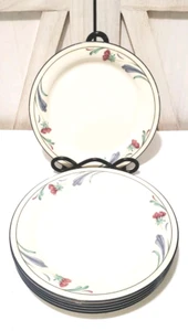 Lenox Poppies on Blue Lot of 6 Salad Plates 8 1/2” Chinastone Made in USA - Picture 1 of 5