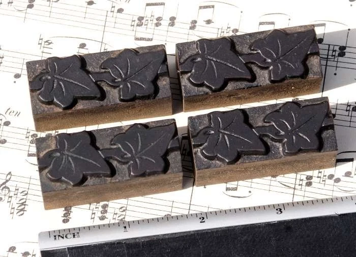 4x ivy wood letterpress ornaments wooden printing block type frame rare fleuron - Image 1 of 1