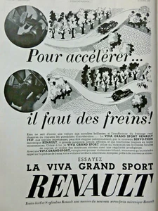PUBLICITÉ DE PRESSE 1937 LA VIVA GRAND SPORT RENAULT 6 ET 8 CYLINDRES - Foto 1 di 1