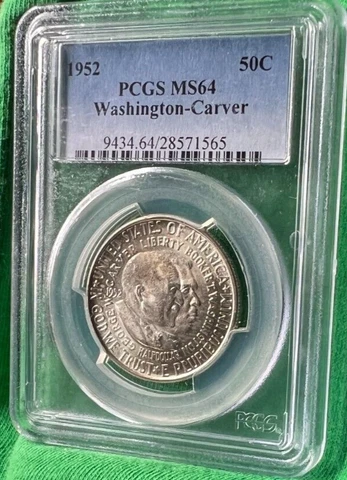 1952 Washington-Carver Commemorative Silver Half Dollar Coin PCGS MS-64 Cover